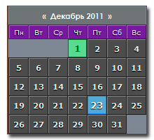 Календарь для ucoz